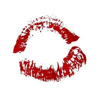 beijo de batom vermelho em fundo branco. impressão de boca aberta. impressão do tema do dia dos namorados. ilustração em vetor marca beijo. modelo fácil de editar para cartão de felicitações, cartaz, folheto, banner, etiqueta, etc.