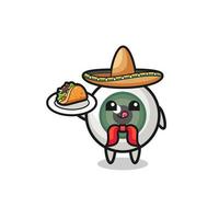 globo ocular, mascote do chef mexicano segurando um taco vetor