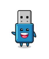 feliz flash drive usb mascote fofo personagem vetor