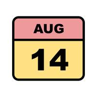 14 de agosto Data em um calendário único dia vetor