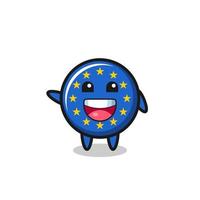 personagem mascote fofo da bandeira do euro feliz vetor