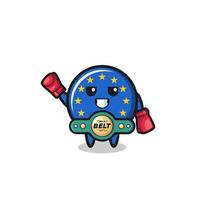 personagem mascote do boxeador da bandeira do euro vetor