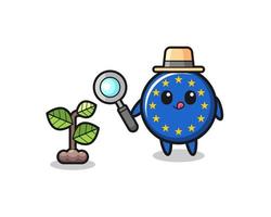 fitoterapeuta da bandeira do euro pesquisando plantas vetor