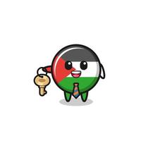 bandeira da Palestina fofa como mascote do agente imobiliário vetor