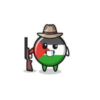 mascote do caçador da bandeira da Palestina segurando uma arma vetor