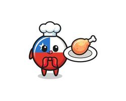 personagem de desenho animado do chef de frango frito da bandeira do Chile vetor