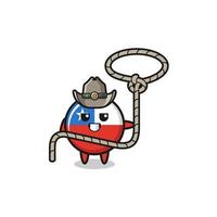 o cowboy da bandeira do Chile com corda de laço