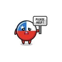 bandeira chile fofa segure o banner de ajuda por favor vetor