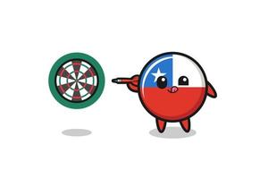 Bandeira fofa do Chile está jogando dardo vetor