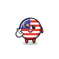 personagem da bandeira da Malásia fazendo coração de dedo coreano vetor