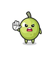 personagem verde-oliva fazendo gesto de pare vetor