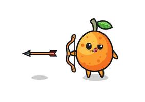 ilustração do personagem kumquat fazendo arco e flecha vetor