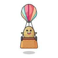 mascote da batata em um balão de ar quente vetor