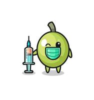mascote verde-oliva como vacinador vetor