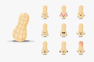 Conjunto de design de personagens de amendoim fofo vetor