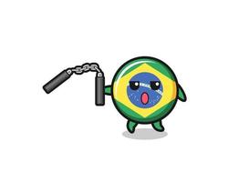 desenho da bandeira do Brasil usando nunchaku vetor