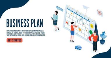 empresários planejando cronograma para fazer trabalho, gestão, marketing, finanças no calendário. vetor