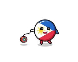 desenho da bandeira das Filipinas fofa tocando um ioiô vetor