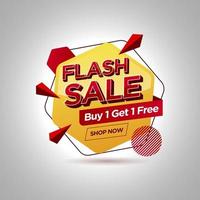 banner de promoção de venda flash, formato hexagonal vetor