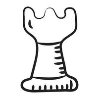 um ícone de design de estratégia de torre de xadrez em estilo doodle moderno vetor