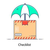 parce under umbrella design plano de ícone de seguro de encomendas vetor