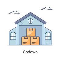 ícone plano editável de estilo vetorial godown de depósito