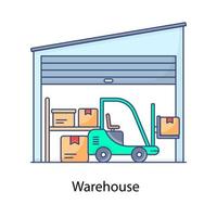 ícone de armazém em edifício de design plano para armazenamento de mercadorias