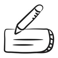 ícone do doodle do talão de cheques com estilo de lápis escrevendo cheque vetor