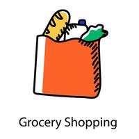 estilo doodle de ícone de compras de supermercado vetor