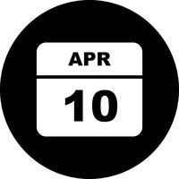 10 de abril Data em um calendário de dia único vetor
