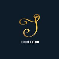 design de logotipo elegante letra j em gradiente dourado com estilo de caligrafia. logotipo ou símbolo de assinatura j para identidade empresarial