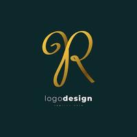 design de logotipo elegante letra r em gradiente dourado com estilo de caligrafia. r logotipo ou símbolo de assinatura para identidade empresarial