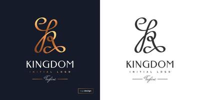 design de logotipo elegante letra k com estilo de caligrafia em gradiente de ouro. logotipo ou símbolo de assinatura k para identidade empresarial vetor