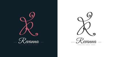 design elegante e bonito do logotipo da letra r com estilo de escrita à mão. r logotipo ou símbolo de assinatura para identidade de casamento, moda, joias, boutique, botânica, floral ou comercial vetor