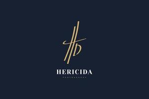 Hed design do logotipo inicial com estilo de escrita à mão. logotipo ou símbolo de assinatura hd para identidade empresarial