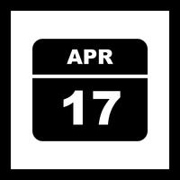 17 de abril Data em um calendário de dia único vetor