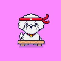 Ilustração do ícone dos desenhos animados do chef bichon frise cão fofo vetor