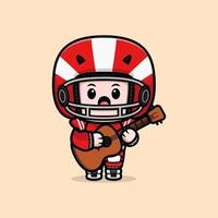 ilustração de personagem bonito mascote kawaii de jogador de futebol americano para adesivo, pôster, animação, livro infantil ou outro produto digital e impresso vetor