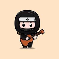 ícone de desenho animado bonito ninja mascote. ilustração do personagem mascote kawaii para adesivo, pôster, animação, livro infantil ou outro produto digital e impresso vetor