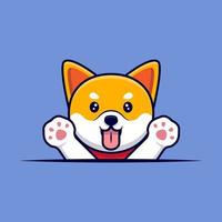 Ilustração do ícone do desenho animado bonito cão shiba inu acenando com as patas vetor