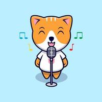 gato bonito cantando ilustração vetorial de ícone de desenho animado. estilo cartoon plana vetor