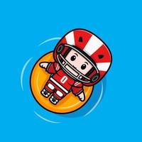 ilustração de personagem bonito mascote kawaii de jogador de futebol americano para adesivo, pôster, animação, livro infantil ou outro produto digital e impresso vetor