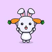 ícone dos desenhos animados do mascote dos coelhinhos fofos. ilustração do personagem mascote kawaii para adesivo, pôster, animação, livro infantil ou outro produto digital e impresso vetor