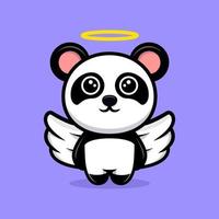 mascote bonito dos desenhos animados do anjo panda vetor