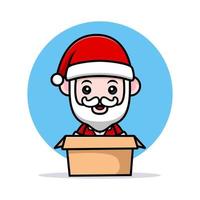 ícone dos desenhos animados do mascote do Papai Noel fofo. ilustração do personagem mascote kawaii para adesivo, pôster, animação, livro infantil ou outro produto digital e impresso vetor