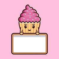 personagem de desenho animado de cupcake fofo mascote. ilustração de personagem de mascote kawaii para adesivo, pôster, animação, livro infantil ou outro produto digital e impresso vetor