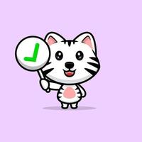 ícone dos desenhos animados do mascote do tigre branco bonito. ilustração do personagem mascote kawaii para adesivo, pôster, animação, livro infantil ou outro produto digital e impresso vetor