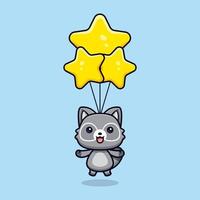 ícone dos desenhos animados do mascote dos guaxinins bonitos. ilustração do personagem mascote kawaii para adesivo, pôster, animação, livro infantil ou outro produto digital e impresso vetor