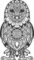 coruja estilizada dos desenhos animados do zentangle. esboço desenhado à mão para a página da coloração anti-stress adulto vetor