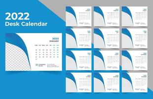 Planejador de calendário de mesa 2022 .week começa na segunda-feira. modelo para o calendário anual de 2022. vetor